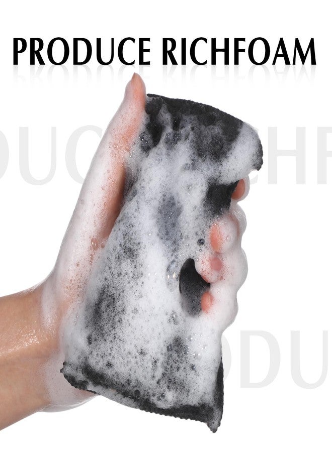 Mudder مادر 8 قطع إسفنجة تنظيف داخلية للسيارة 5'' x 3'' وسادة تطبيق شمع السيارة للألياف إسفنجات تنظيف منزلية لتنظيف مقاعد السيارة الجلدية والأرائك (رمادي أسود) - Image 4