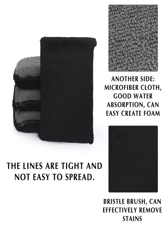 Mudder مادر 8 قطع إسفنجة تنظيف داخلية للسيارة 5'' x 3'' وسادة تطبيق شمع السيارة للألياف إسفنجات تنظيف منزلية لتنظيف مقاعد السيارة الجلدية والأرائك (رمادي أسود) - Image 3