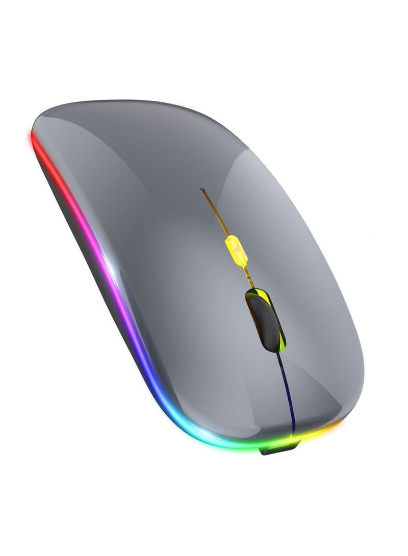 LED Ultra-Thin Wireless Mouse Rechargeable Slim Silent Mouse 2.4G Portable Mobile Optical Office Mouse with USB & Type-c Receiver for Notebook, PC, Laptop, Computer, Desktop - Image 1