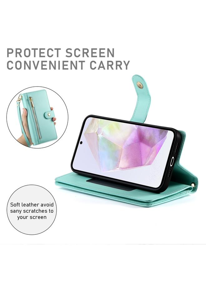 S-TOP Case For Samsung Galaxy A35 Nine Card-slot Zipper Wallet Bag Leather Phone Case - Image 4