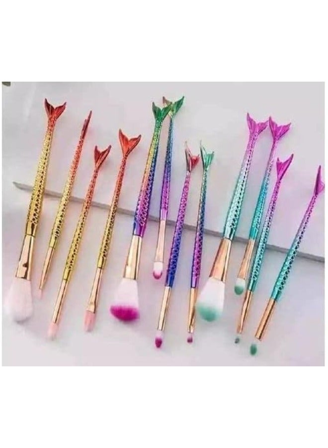 Makeup Brushes Set 4Pcs – Mermaid Fish Premium Synthetic Makeup Brushes for Foundation, Face Contour, Blending, Powder, Blush & Concealer – Soft, Durable, Professional Cosmetic Brush Kit for Women - Image 2
