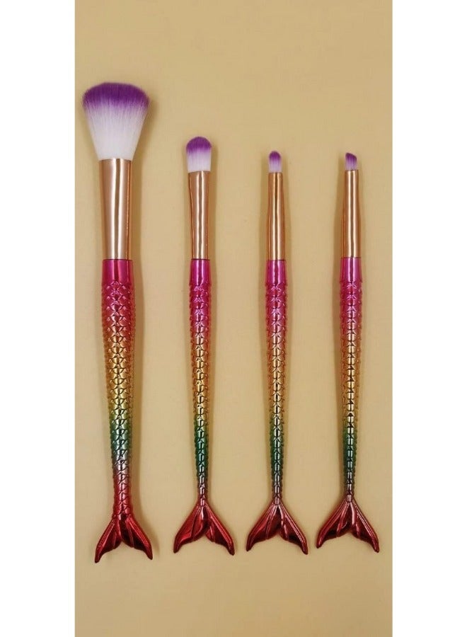 Makeup Brushes Set 4Pcs – Mermaid Fish Premium Synthetic Makeup Brushes for Foundation, Face Contour, Blending, Powder, Blush & Concealer – Soft, Durable, Professional Cosmetic Brush Kit for Women - Image 3