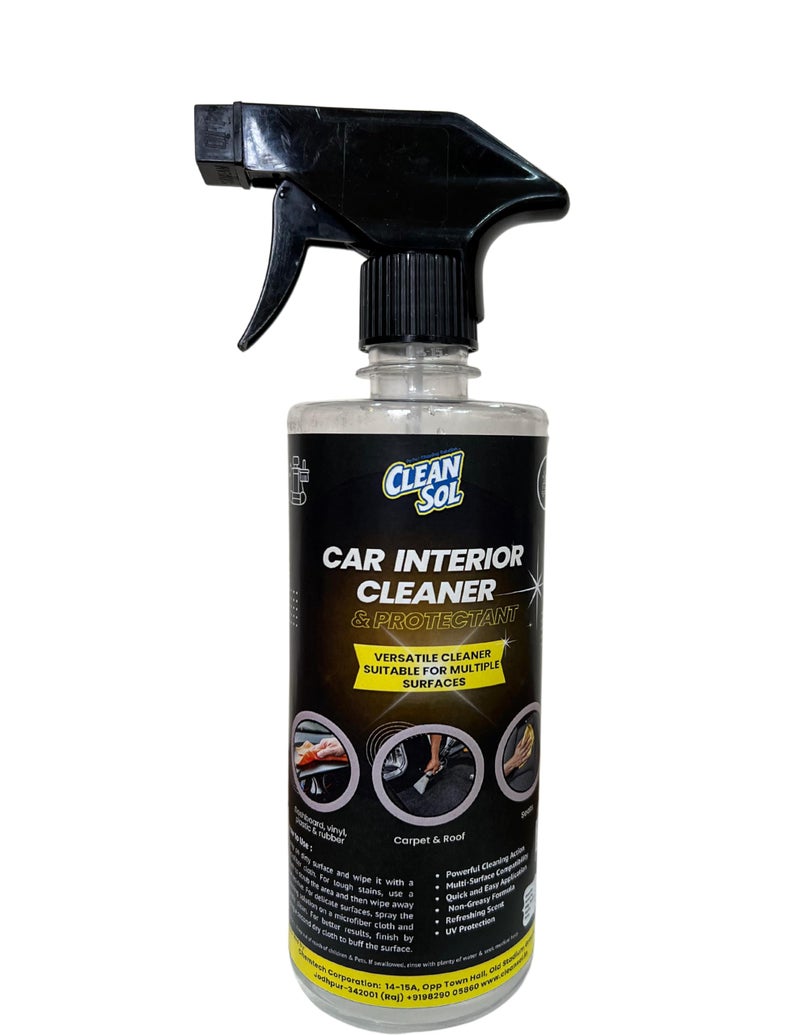 Cleansol Car Interior Cleaner & Protectant Spray – 400 ml | Cleans & Shines Dashboard, Seats, Door Panels & Roof | Fresh Lemon Fragrance - Image 1