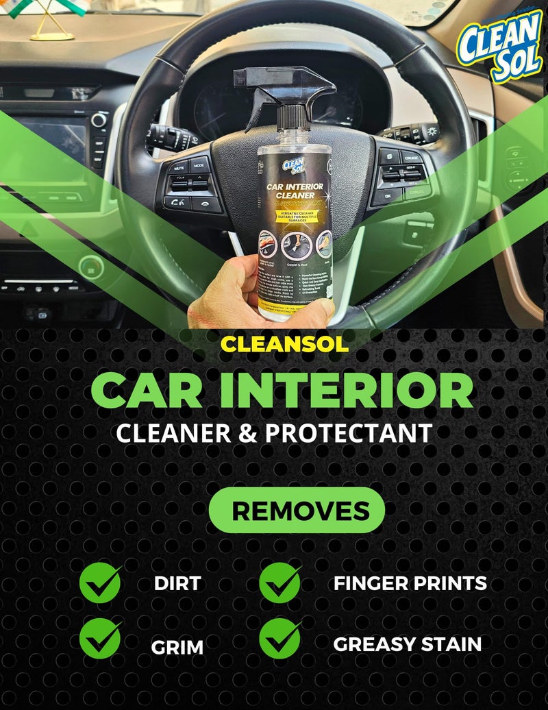 Cleansol Car Interior Cleaner & Protectant Spray – 400 ml | Cleans & Shines Dashboard, Seats, Door Panels & Roof | Fresh Lemon Fragrance - Image 2