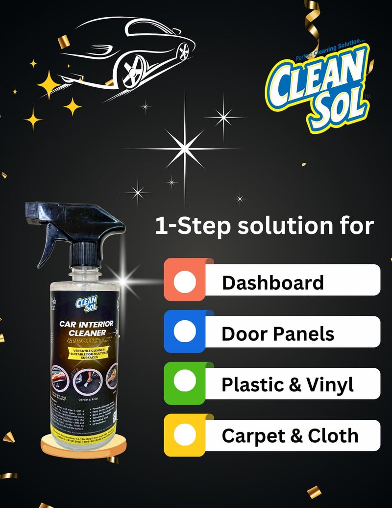 Cleansol Car Interior Cleaner & Protectant Spray – 400 ml | Cleans & Shines Dashboard, Seats, Door Panels & Roof | Fresh Lemon Fragrance - Image 3