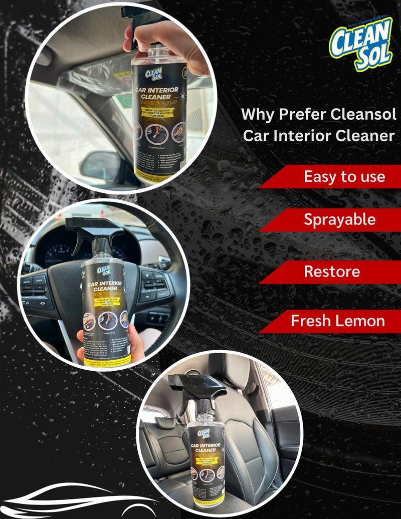 Cleansol Car Interior Cleaner & Protectant Spray – 400 ml | Cleans & Shines Dashboard, Seats, Door Panels & Roof | Fresh Lemon Fragrance - Image 4