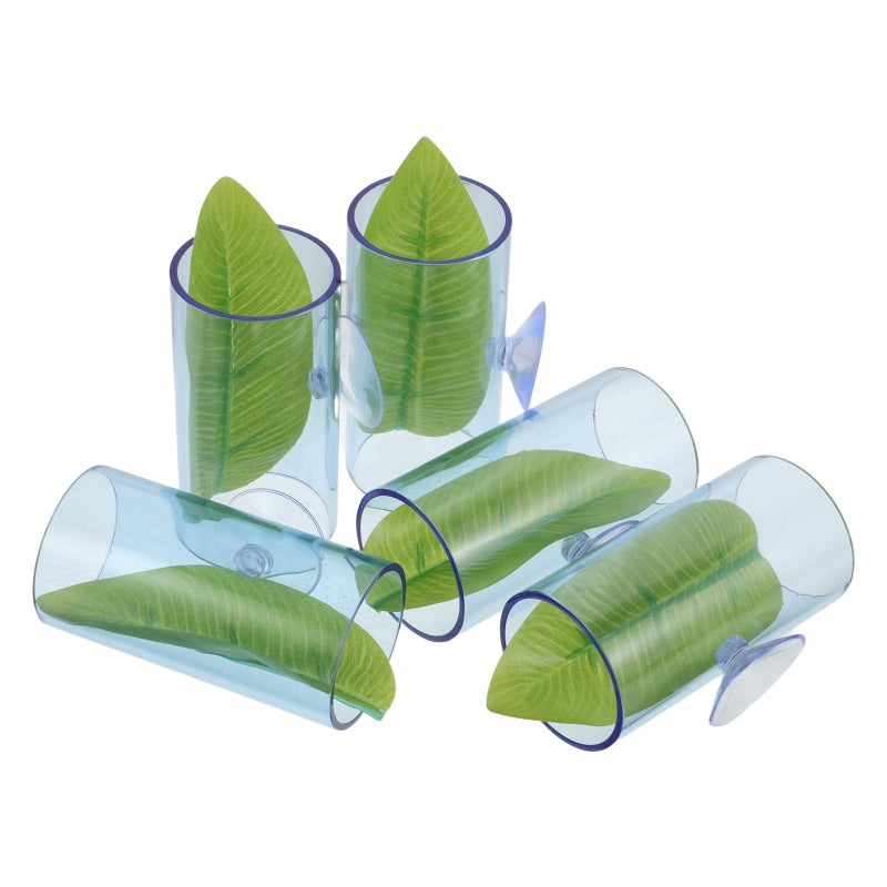 5Pcs Acrylic Betta Fish Tube Tunnel Hideout Leaf Pad Hammock Aquarium Decor - Image 2