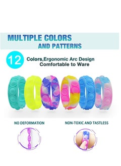 Womdee 12PCS Push Pop Fidget Toys Bracelet Kids womdee Durable and Adjustable Kids Wristband Toy, Bubble Sensory Silicone Toy Decompression Finger Press Party Gift Autism Gift  - Image 2