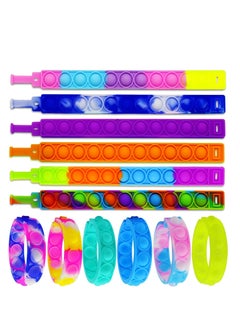 Womdee 12PCS Push Pop Fidget Toys Bracelet Kids womdee Durable and Adjustable Kids Wristband Toy, Bubble Sensory Silicone Toy Decompression Finger Press Party Gift Autism Gift  - Image 1
