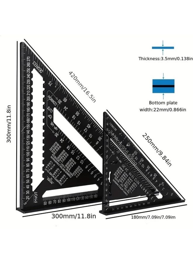 7 Inch Metric Triangle Ruler 90 Degree Thickened Angle Woodworking Measurement Square - Image 3