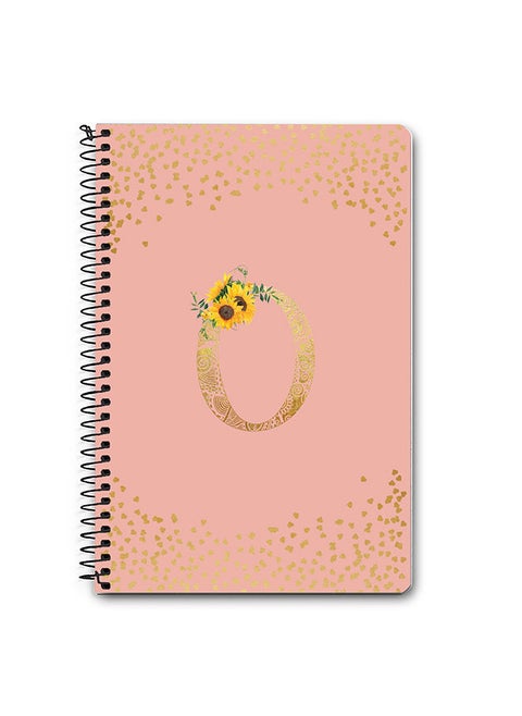 Designer A5 Spiral Notebook Memo Notepad Journal - Custom Monogram Initial Letter Mandala Floral Pattern Alphabet - O - Rose Pink