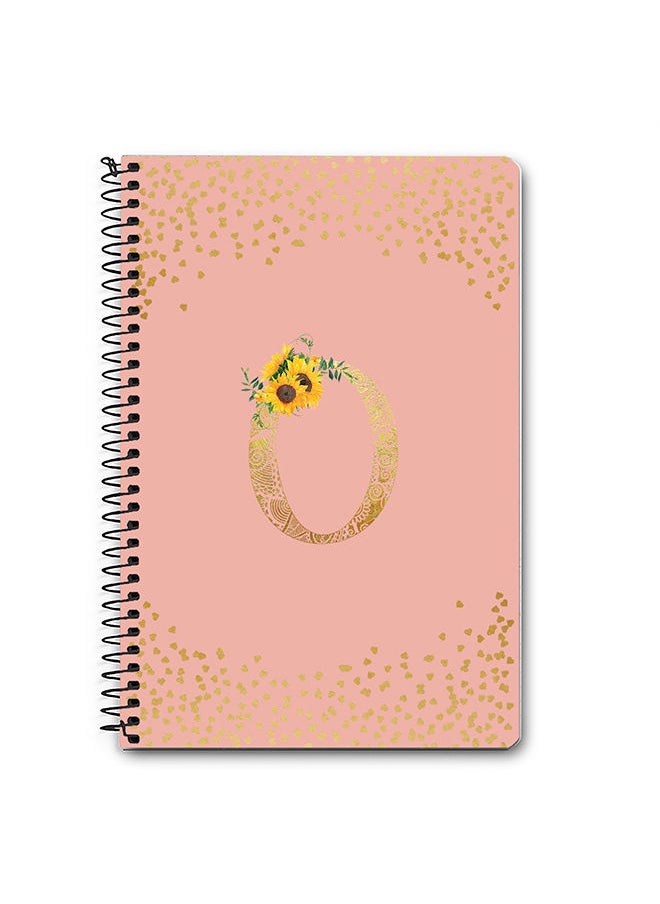 Designer A5 Spiral Notebook Memo Notepad Journal - Custom Monogram Initial Letter Mandala Floral Pattern Alphabet - O - Rose Pink