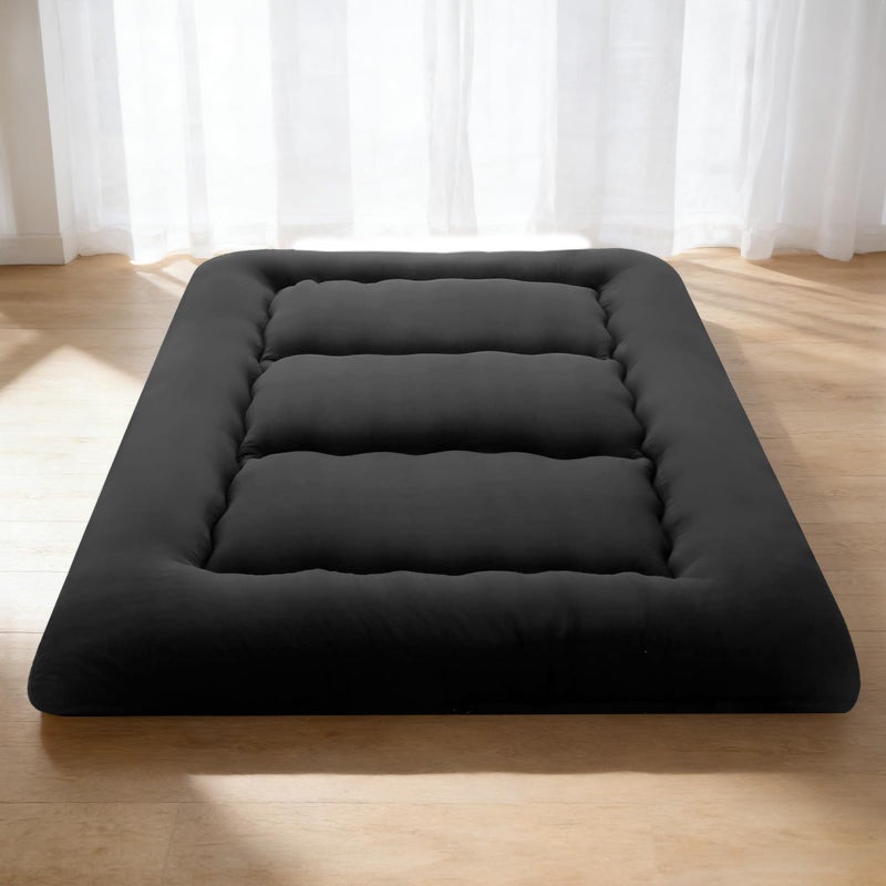 DUMOS Japanese Floor Mattress Twin Size 4-Inch, Futon Mattress Foldable with Removable Washable Cover, Portable Roll Up Tatami Mat for Kids Room, Dorm, Sleepovers and Solo Sleeper, Black - Image 1