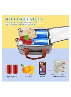 KASTWAVE Reusable Lunch Bags, Stylish Insulated Lunch Bag for Women/Men - Durable Lunch Tote with Adjustable Strap, Ideal for Work, Picnic, and Beach - Reusable Lunch Box with Thermal Insulation (Grey)  - Image 4