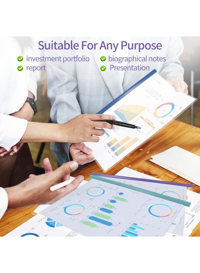 تشو داي مجموعة من 10 مجلدات تقارير مع غلاف شفاف وقضيب منزلق، أغلفة تقارير بحجم A4 وLetter، مجلد عرض تقديمي للأعمال المدرسية، يحمل 70 ورقة (لون عشوائي) - Image 4