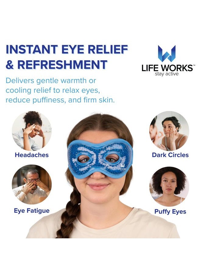 LIFE WORKS قناع عين جل، علاج ساخن أو بارد للعيون المنتفخة، الهالات السوداء، الصداع، الشقيقة أو تخفيف التوتر، حبيبات جل ناعمة وجيل سائل - Image 4