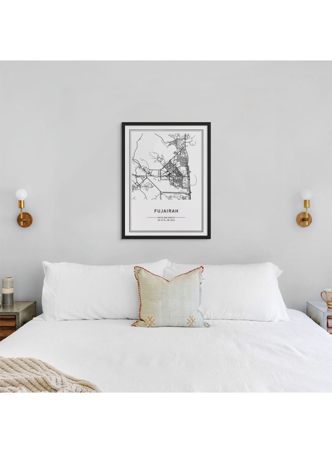 آرت دیکور  ديكور فني مؤطر، صورة فنية جميلة مطبوعة لخريطة مدينة الفجيرة، ملصق حضري حديث باللونين الأبيض والأسود، هدية للسفر في الإمارات العربية المتحدة، غرفة المعيشة المنزلية، المكتب، غرفة النوم، فندق ستوديو، ديكور الحائط. - Image 2
