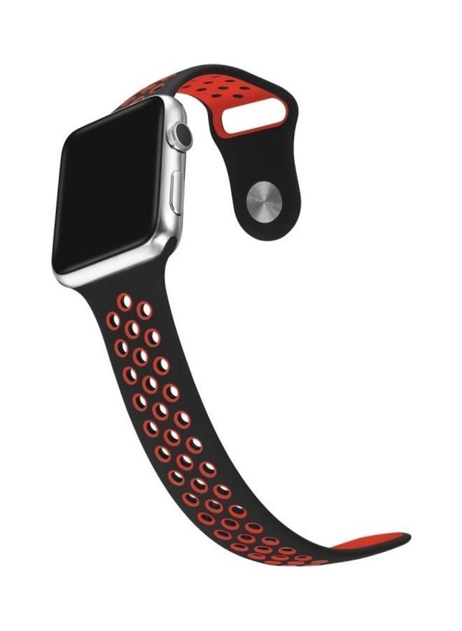 NIBEMINENT Replacement Watchband for Apple Watch Series 1/2/3/4/5/6/SE 44mm/42mm Black/Red - Image 2