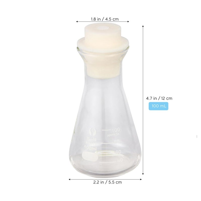Thickened Glass Conical Flask 100ml with Stopper for Chemistry Lab Experiments 2 Pack - Image 3