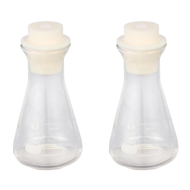 Thickened Glass Conical Flask 100ml with Stopper for Chemistry Lab Experiments 2 Pack - Image 2
