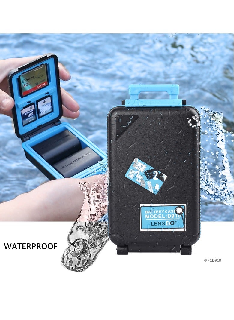 LENSGO LENSGO Camera Battery Memory Card Case D910, Memory Card Hard Protector Case Professional Water-Resistant Anti-Shock Camera Battery Storage Box for 2 Camera Batteries 4 SD Cards 2 XQD Cards or 2 CF Cards O  - Image 5