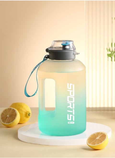Outdoor Sports Bottle Large Capacity Water Bottle With High Temperature Resistance Cleaning Cup brush + Anti-scalding Hand Pad + Lifting Rope - Orange Blue  1700ML 23*12*12CM