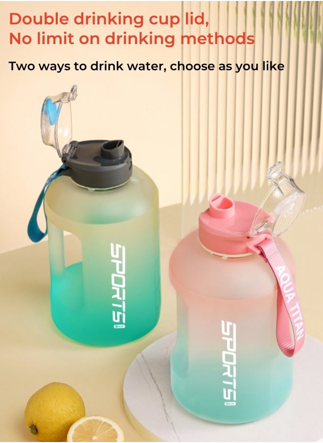 SPORT - Outdoor Sports Bottle Large Capacity Water Bottle With High Temperature Resistance Cleaning Cup brush + Anti-scalding Hand Pad + Lifting Rope - Orange Blue  1700ML 23*12*12CM - Image 1
