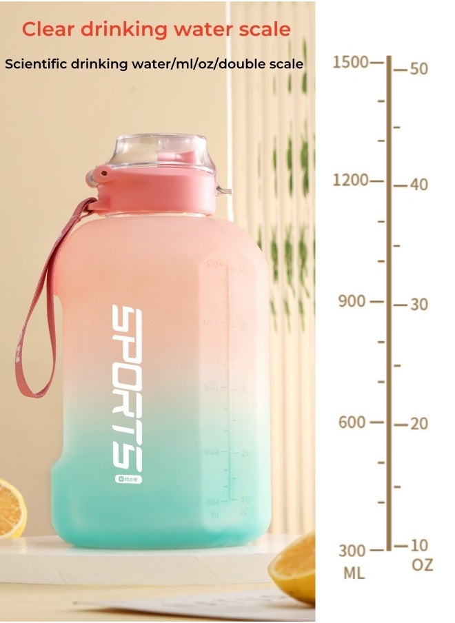 SPORT - Outdoor Sports Bottle Large Capacity Water Bottle With High Temperature Resistance Cleaning Cup brush + Anti-scalding Hand Pad + Lifting Rope - Orange Blue  1700ML 23*12*12CM - Image 1