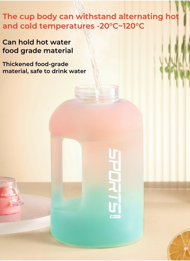 SPORT - Outdoor Sports Bottle Large Capacity Water Bottle With High Temperature Resistance Cleaning Cup brush + Anti-scalding Hand Pad + Lifting Rope - Orange Blue  1700ML 23*12*12CM - Image 1