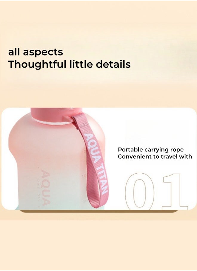 SPORT - Outdoor Sports Bottle Large Capacity Water Bottle With High Temperature Resistance Cleaning Cup brush + Anti-scalding Hand Pad + Lifting Rope - Orange Blue  1700ML 23*12*12CM - Image 1