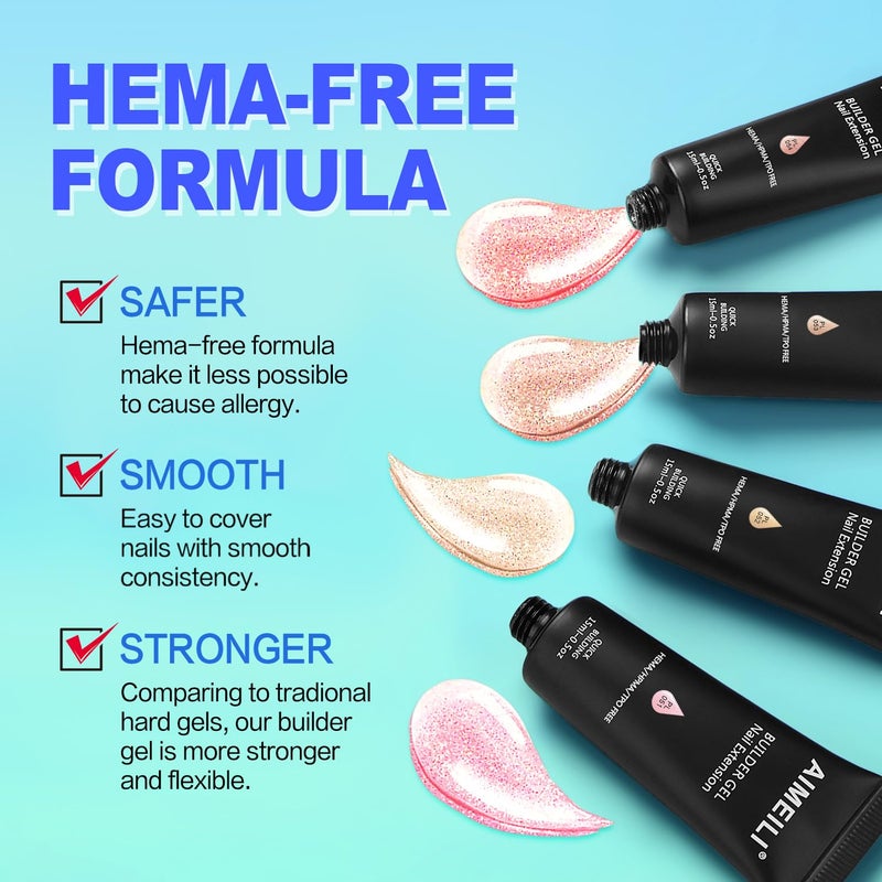 AIMEILI Poly Nail Extension Gel Builder Nail Gel Hema Free Nail Enhancement Nail Art Design DIY Salon Gift for Women - 054 - Image 2