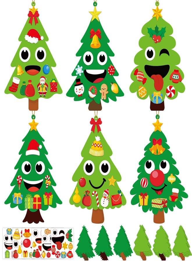 Lonfliness 36 Sets Christmas Tree Craft Kits for Kids Xmas Tree Sticker Crafts Make Your Own Christmas Face Sticker DIY Hanging Ornaments Arts Crafts for DIY Home Sunday School Classroom Activity Decor - Image 1