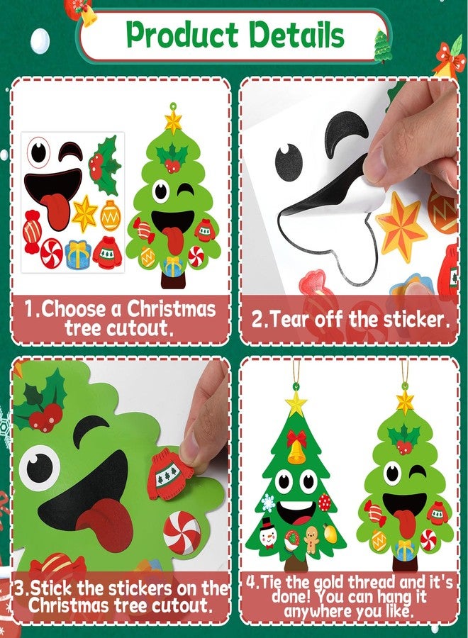 Lonfliness 36 Sets Christmas Tree Craft Kits for Kids Xmas Tree Sticker Crafts Make Your Own Christmas Face Sticker DIY Hanging Ornaments Arts Crafts for DIY Home Sunday School Classroom Activity Decor - Image 4