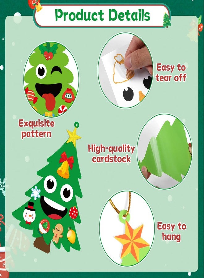 Lonfliness 36 Sets Christmas Tree Craft Kits for Kids Xmas Tree Sticker Crafts Make Your Own Christmas Face Sticker DIY Hanging Ornaments Arts Crafts for DIY Home Sunday School Classroom Activity Decor - Image 3