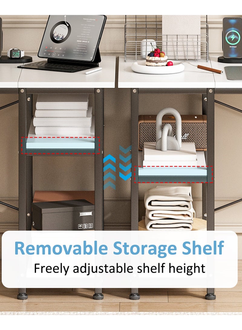 Lafulaifu Computer Desk  Office Desk With CPU Stand Writing Desk With Storage Bag Study Desk For Kids Bedroom PC Desk For Home Office  - Image 3