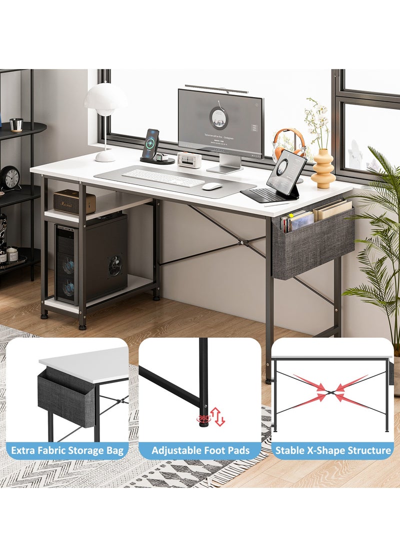 Lafulaifu Computer Desk  Office Desk With CPU Stand Writing Desk With Storage Bag Study Desk For Kids Bedroom PC Desk For Home Office  - Image 4