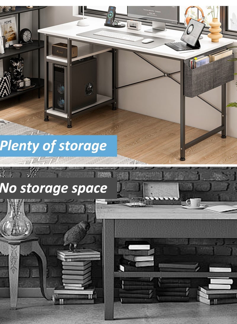 Lafulaifu Computer Desk  Office Desk With CPU Stand Writing Desk With Storage Bag Study Desk For Kids Bedroom PC Desk For Home Office  - Image 5