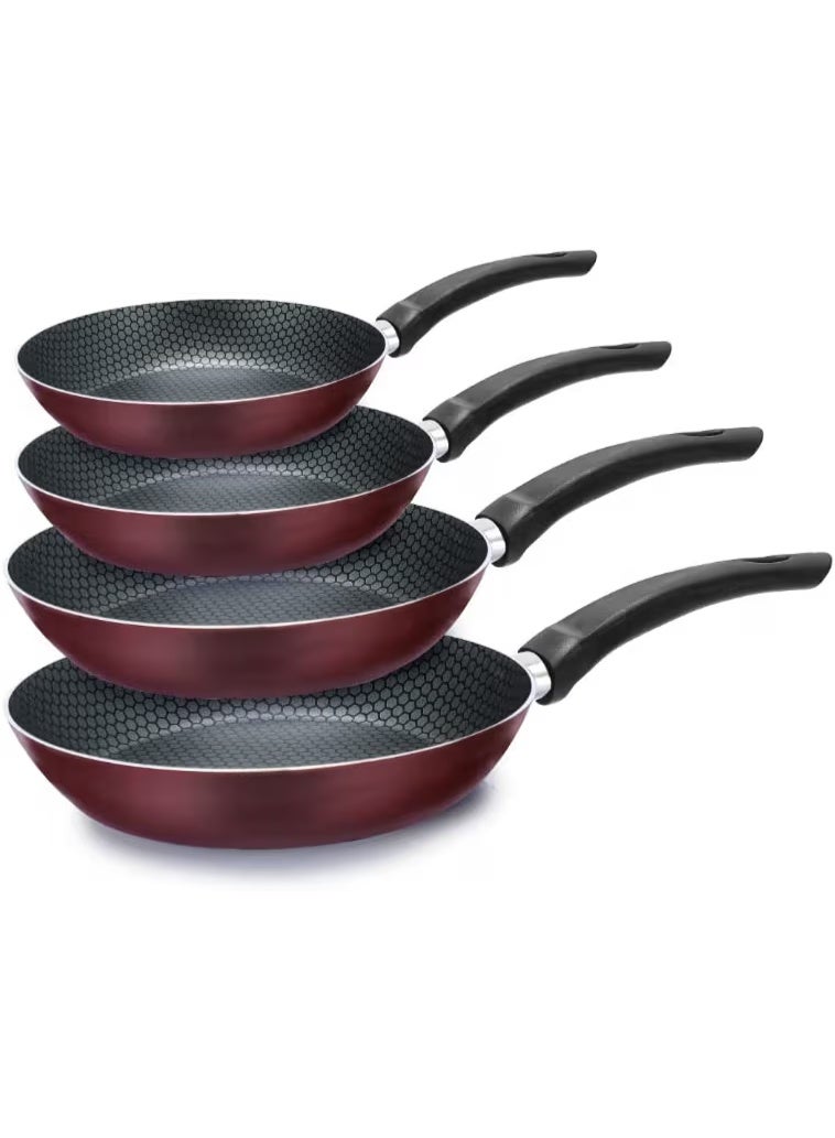 Troval Truval Teflon frying pan set, 4 pieces, 16-18-22-28, dark red - Image 1