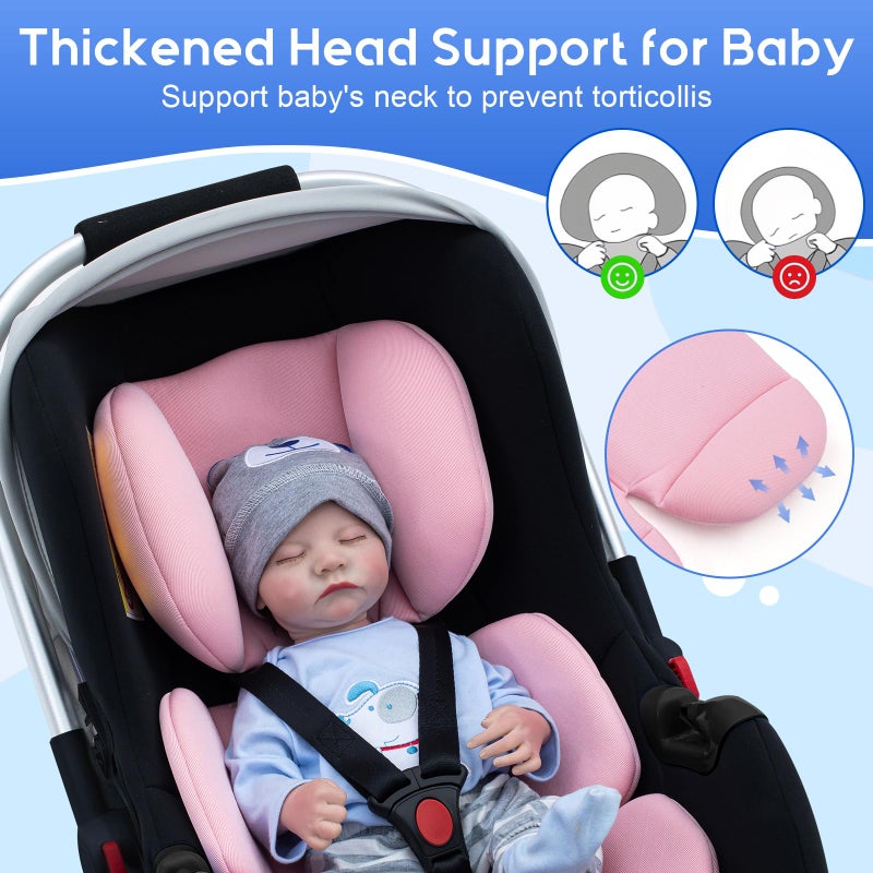 Kaseeous Infant Car Seat Insert, Ultra-Thick Carseat Head Support for Infant, Breathable Baby Car Seat Head & Body Support Compatible with Stroller, Universal Baby Car Seat Cushion with Filled Sponge - Image 2