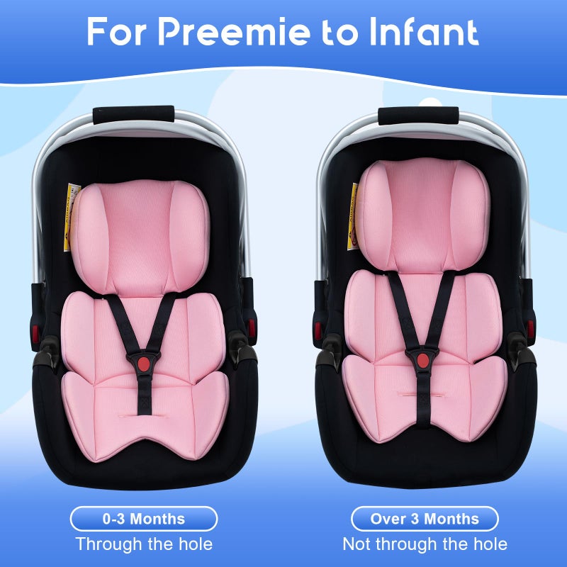 Kaseeous Infant Car Seat Insert, Ultra-Thick Carseat Head Support for Infant, Breathable Baby Car Seat Head & Body Support Compatible with Stroller, Universal Baby Car Seat Cushion with Filled Sponge - Image 4