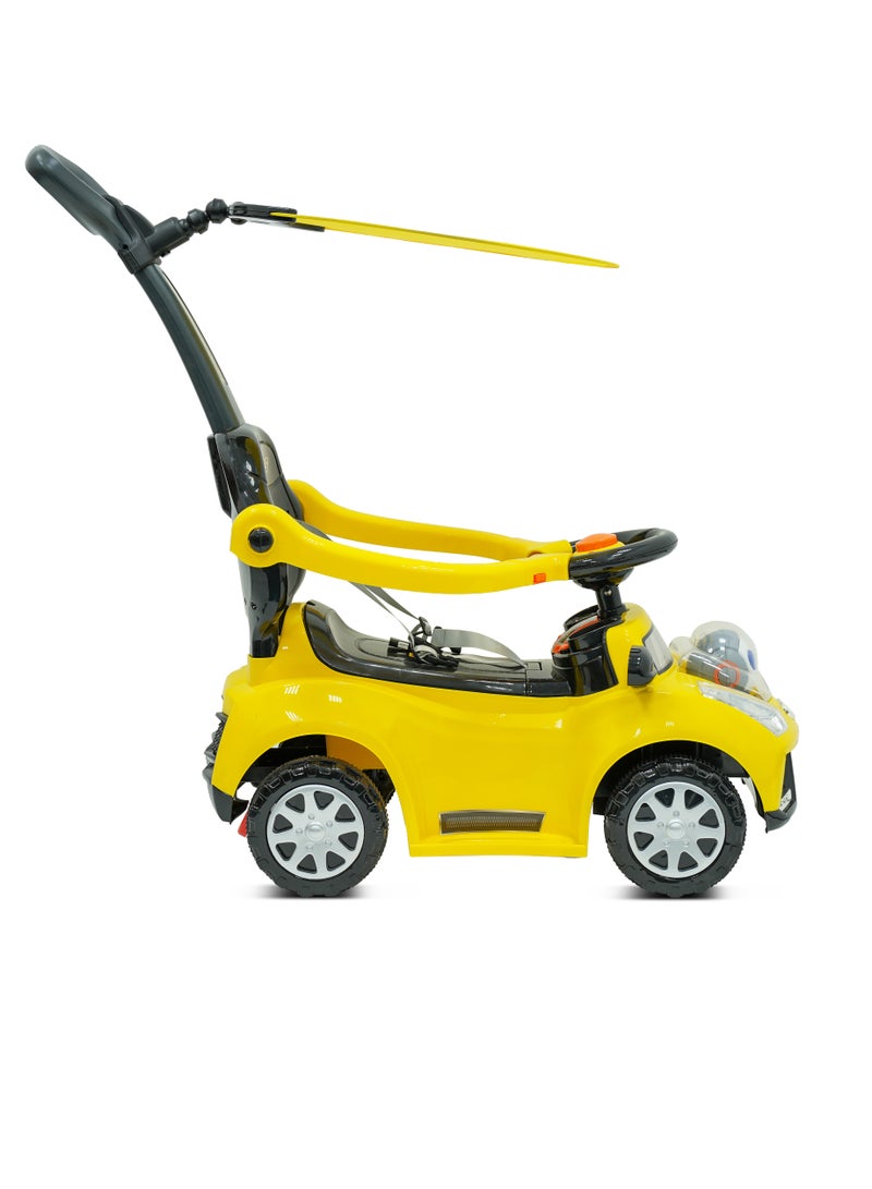 Lovely Baby Push Ride-On Car for Kids LB 7836HC with Music & Lights,Push handle bar & Sunshade Canopy, Safety Bracket – Ideal for Toddlers up to 3 Years - Yellow - Image 2