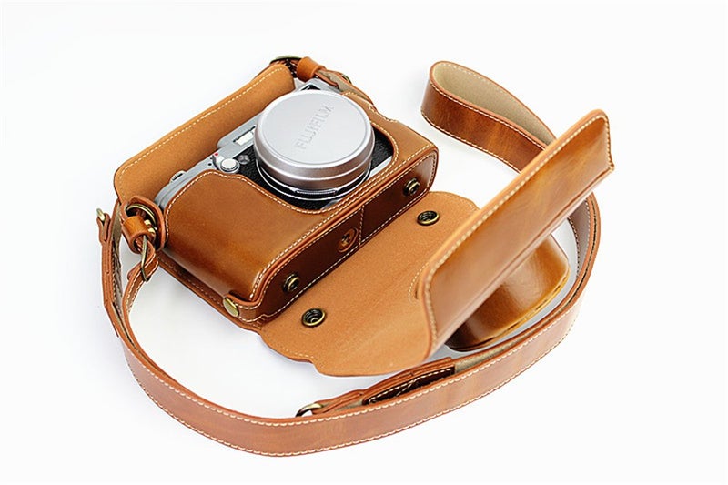 BolinUS X100 Case, BolinUS Handmade PU Leather Fullbody Camera Case Bag Cover for Fujifilm Fuji X100 X100S X100T Bottom Opening Version + Neck Strap -Brown - Image 2