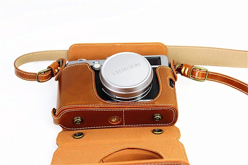BolinUS X100 Case, BolinUS Handmade PU Leather Fullbody Camera Case Bag Cover for Fujifilm Fuji X100 X100S X100T Bottom Opening Version + Neck Strap -Brown - Image 5