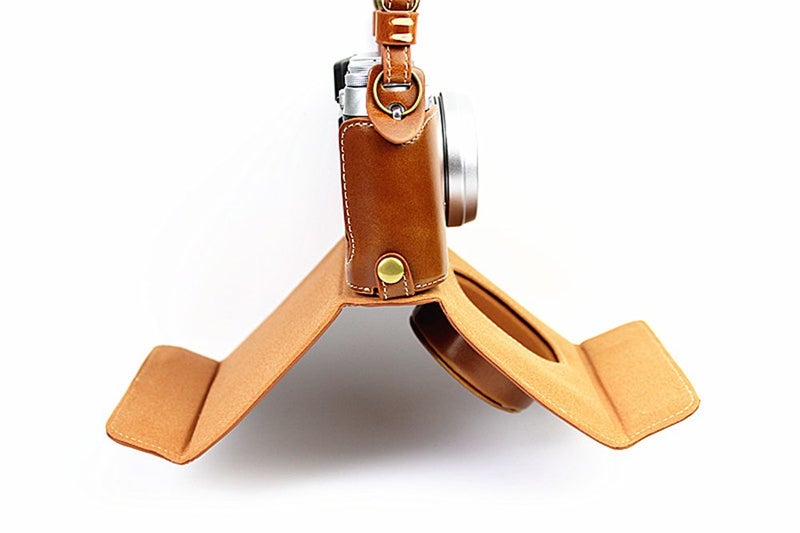 BolinUS X100 Case, BolinUS Handmade PU Leather Fullbody Camera Case Bag Cover for Fujifilm Fuji X100 X100S X100T Bottom Opening Version + Neck Strap -Brown - Image 3