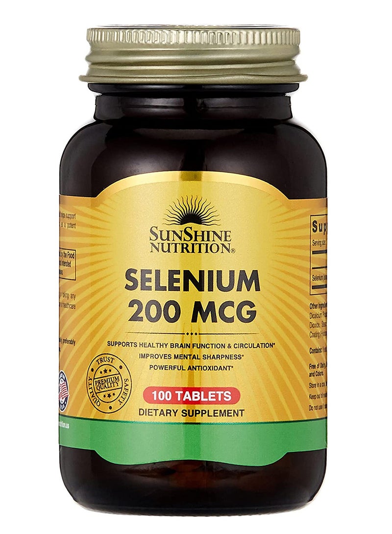 SUNSHINE NUTRITION التغذية سيلينيوم 200 ميكروجرام 100 قرص