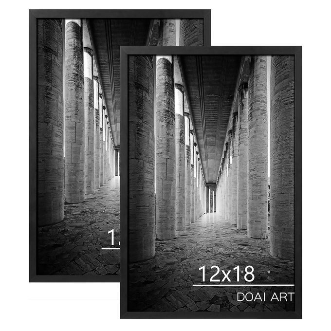 12X18 FRAME 2 PACK BLACK 12 X 18 POSTER FRAME FOR HORIZONTAL OR VERTICAL WALL MOUNTING 12X18 PICTURE FRAME SCRATCHPROOF SAFE AND ARTISTIC LARGE PHOTO FRAME WALL ART