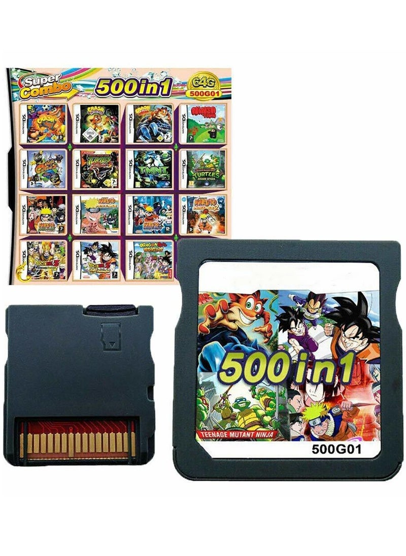 Generic - 500-in-1 Super Combo Game Cartridge for Nintendo DS, DSi, 3DS, 3DS XL, 2DS - Compatible with NDS, NDSL, DSi LL, NEW 3DS, and more! - Image 1