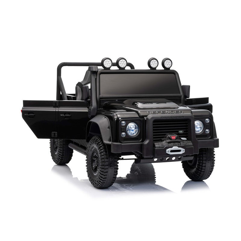 LAND ROVER جيب لاند روفر ديفندر للأطفال مرخص مزود بالطاقة LB 6060EL – سيارة ركوب مزودة بعجلات EVA، ونظام تعليق، وأضواء LED، ومشغل موسيقى وأبواب قابلة للفتح للأطفال من عمر 1–4 سنوات - أسود - Image 2