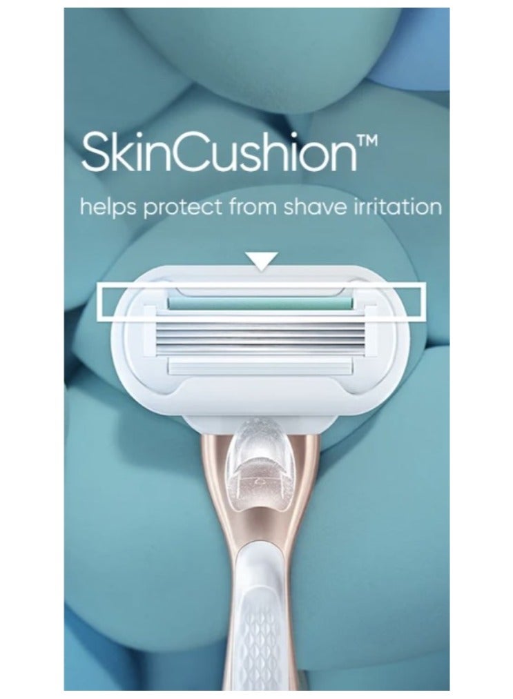 Gillette Luxurious and soft razor handle, suitable for sensitive skin, with two green replacement blades - Image 2