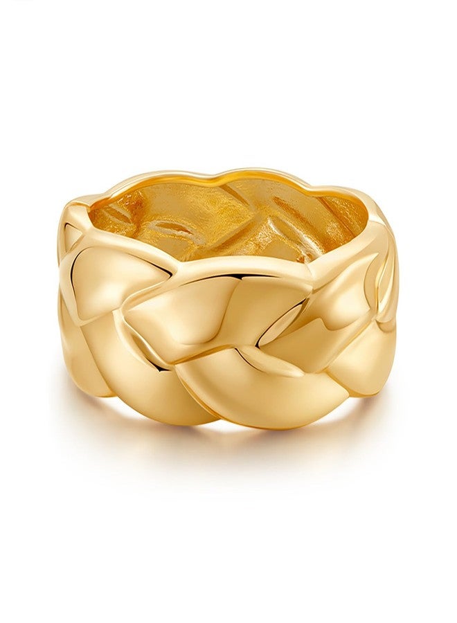 أساور YBMYCM ذهبية سميكة للنساء، أساور عريضة ذهبية مطروقة مفتوحة للمعصم، أساور ملفوفة - Image 1